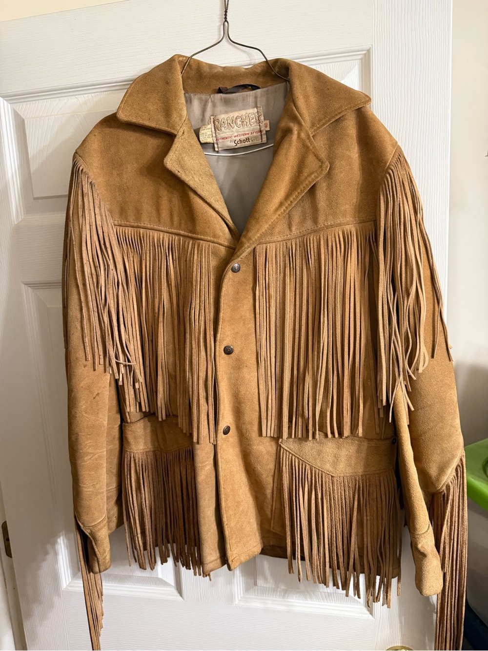 Vintage 60’s Schott NYC Suede Fringe Rancher Jacket - Camel Brown sz 40